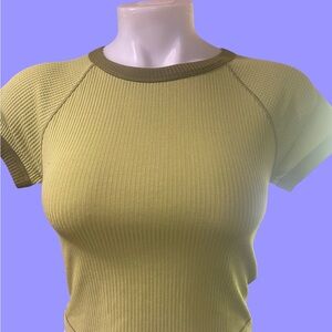 Olive Green Ribbed Women's Crop Top